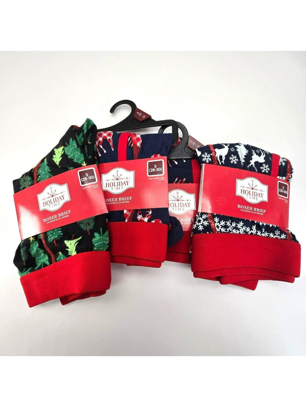 Mens Small Boxer Briefs Christmas Prints Cotton Blend (28-30) Pack Of 4 JJ3204